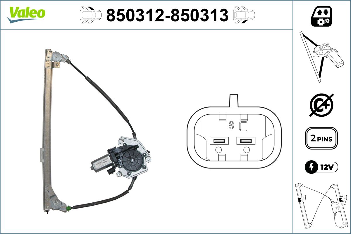 Mecanism actionare geam 850312 VALEO